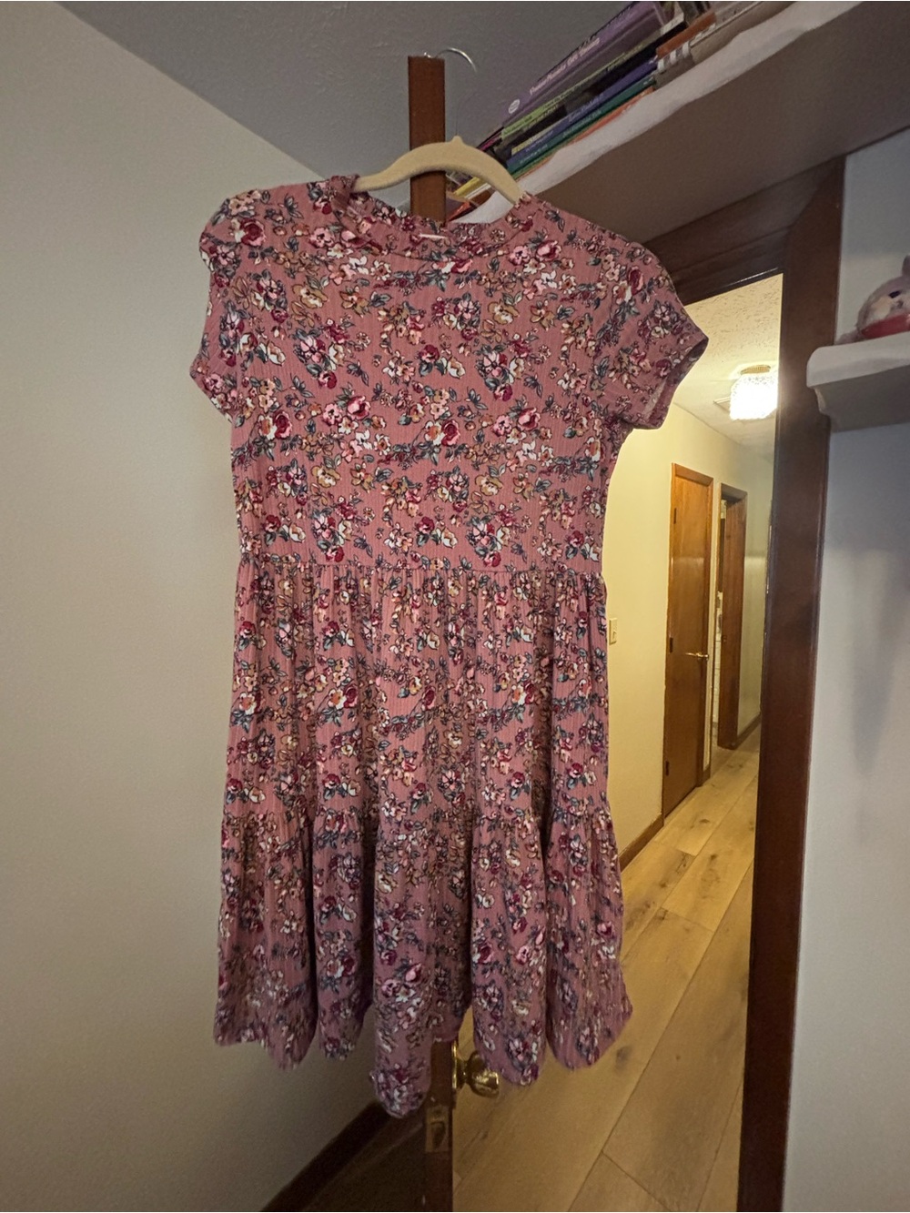 Jessica Simpson Mauve Pink Floral Tiered Casual Dress